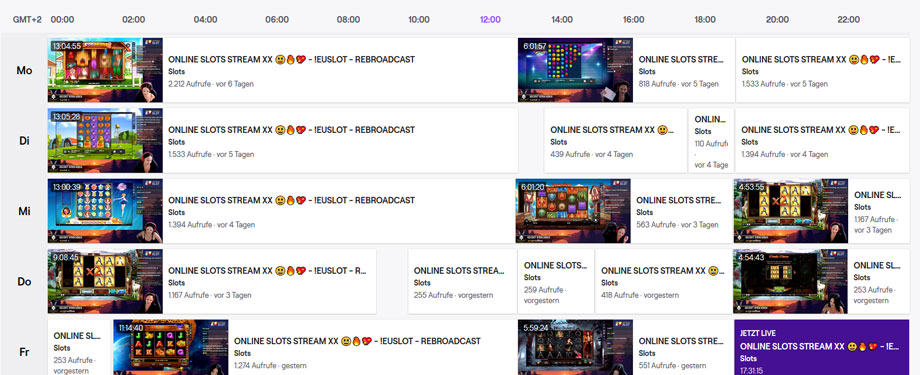 JackpotRabbit Twitch Streaming Zeiten