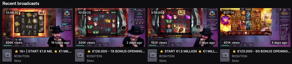 Roshtein Twitch recent broadcasts