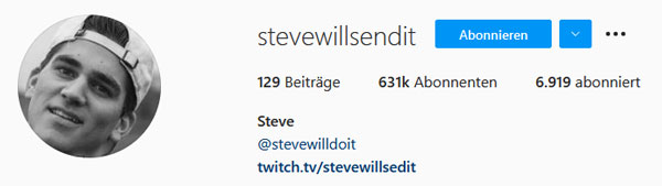 Ein Vorschaubild des Instagram Kanals von SteveWillSendIt