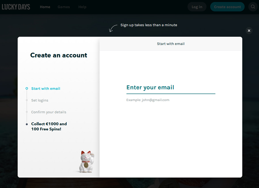 Lucky Days Casino Sign Up Process